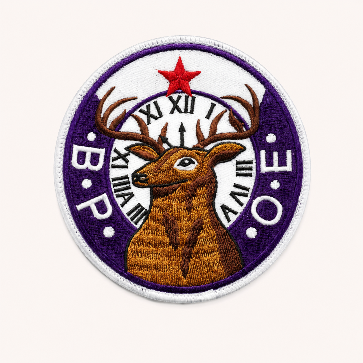 Custom embroidered deer patch sample